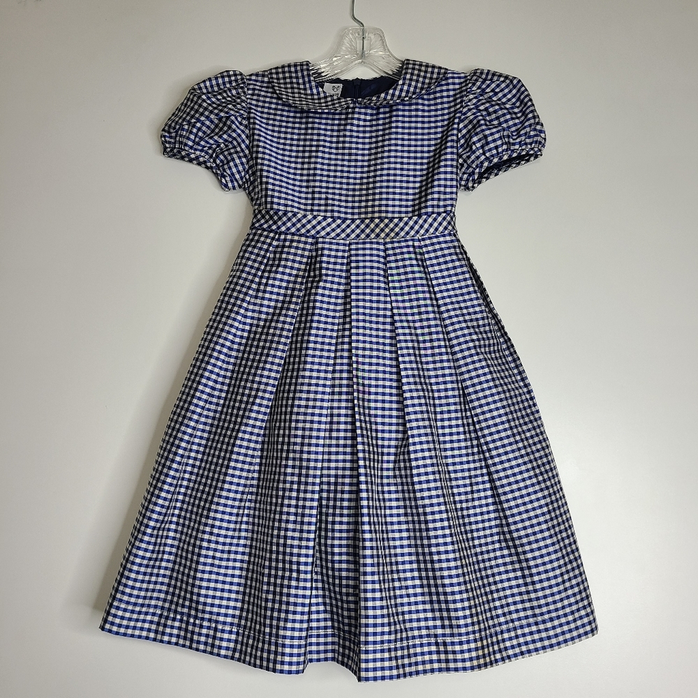 New year eve Christmas Dress Girls Plaid Blue  Sz 8